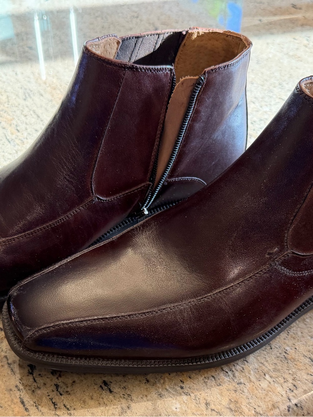 Florsheim Men's Leather Chelsea Boots with square toe in brown. 12D new no box